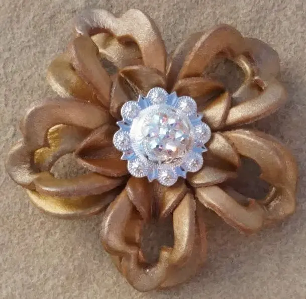 Gold Lotus Flower With Bright Silver Ab 1" Concho 1