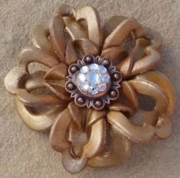 Gold Lotus Flower With Copper Clear 1" Concho 1