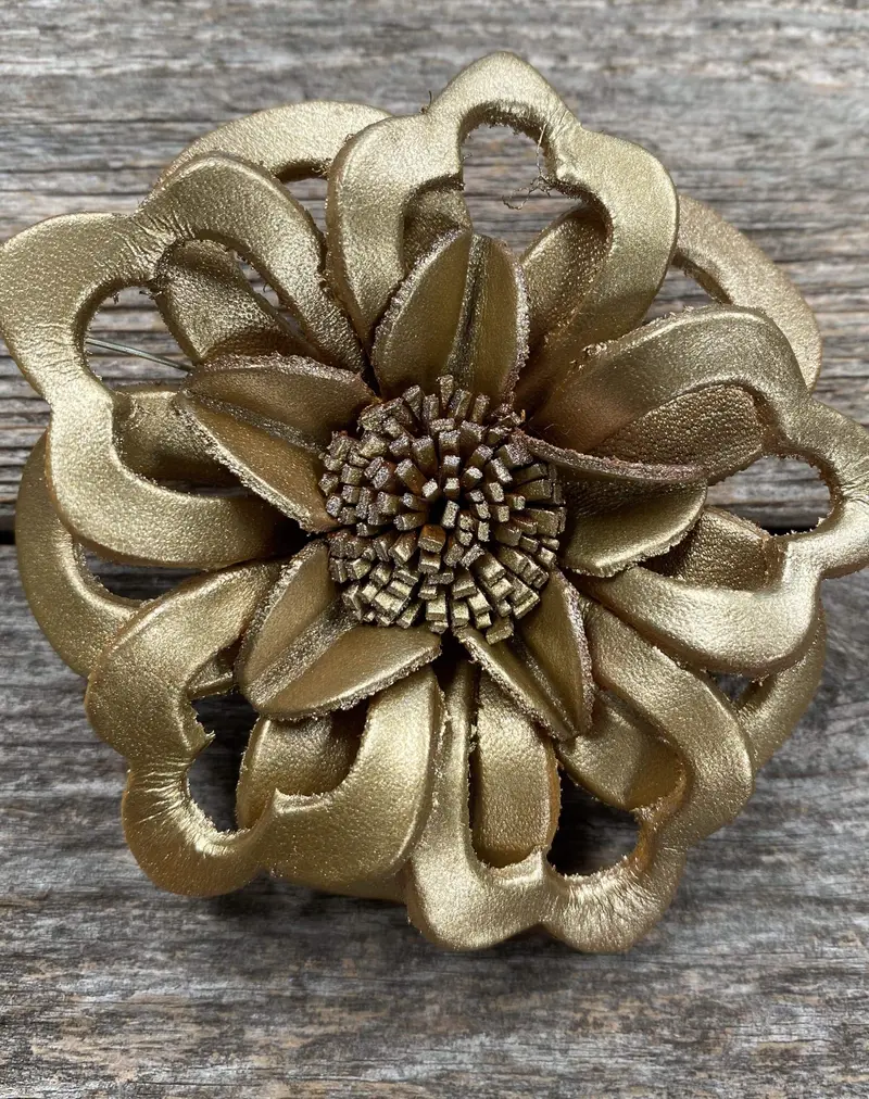 Gold Lotus Leather Flower 1
