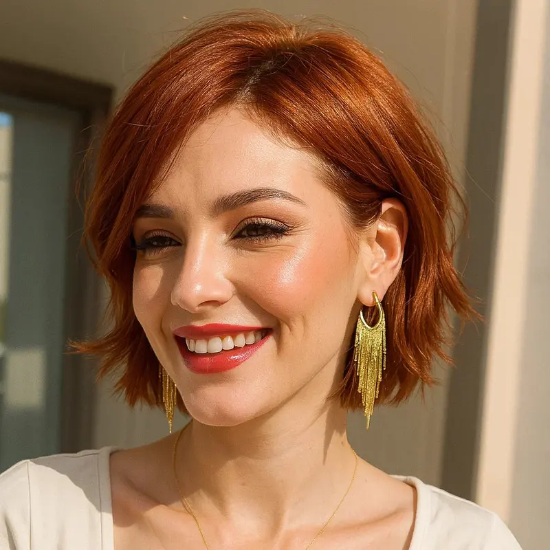 Gold Ranch Style Fringe Fashion Earrings 1