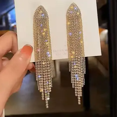 Gold Western Rhinestone Dangle Fashion Earrings 1