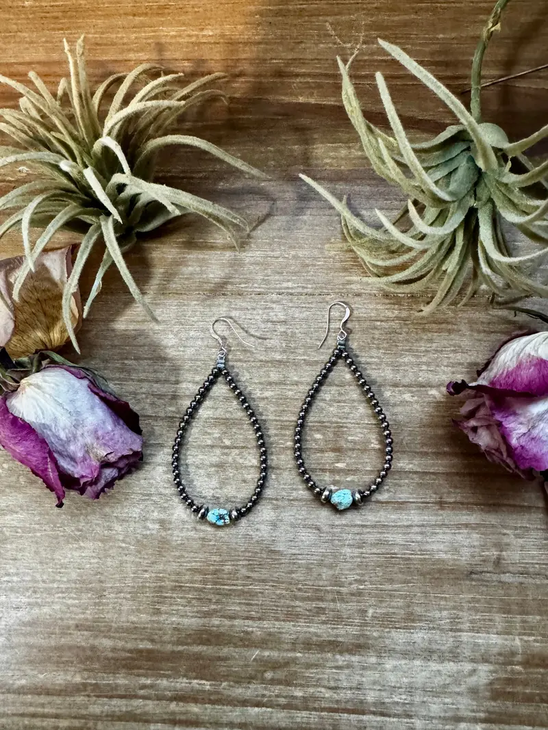 Golden Hill Turquoise Teardrop Earrings – Sterling Silver 1