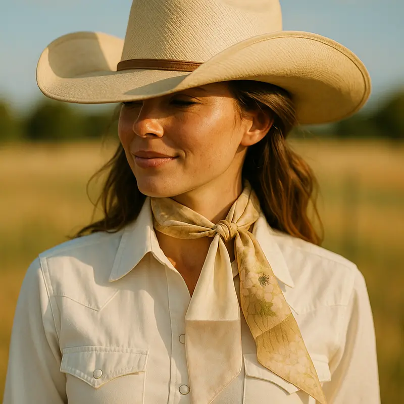 Green And Cream Western Skinny Mini Wild Rag Scarf / Cowgirl Necktie #Tw105 1