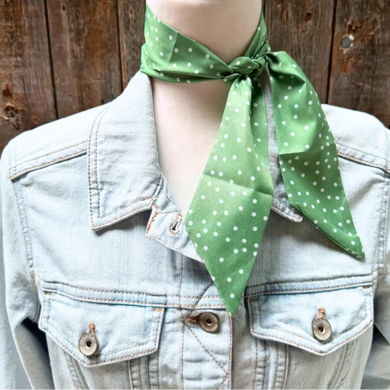 Green And White Western Skinny Mini Wild Rag Scarf / Cowgirl Necktie #Tw140 2