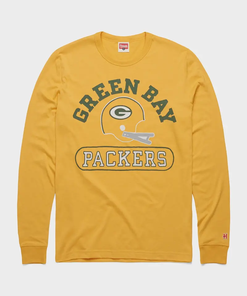 Green Bay Packers Throwback Helmet Long Sleeve Tee 1