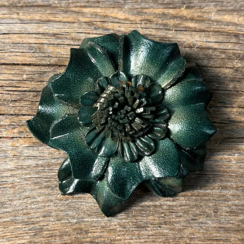 Green Carnation Leather Flower 1
