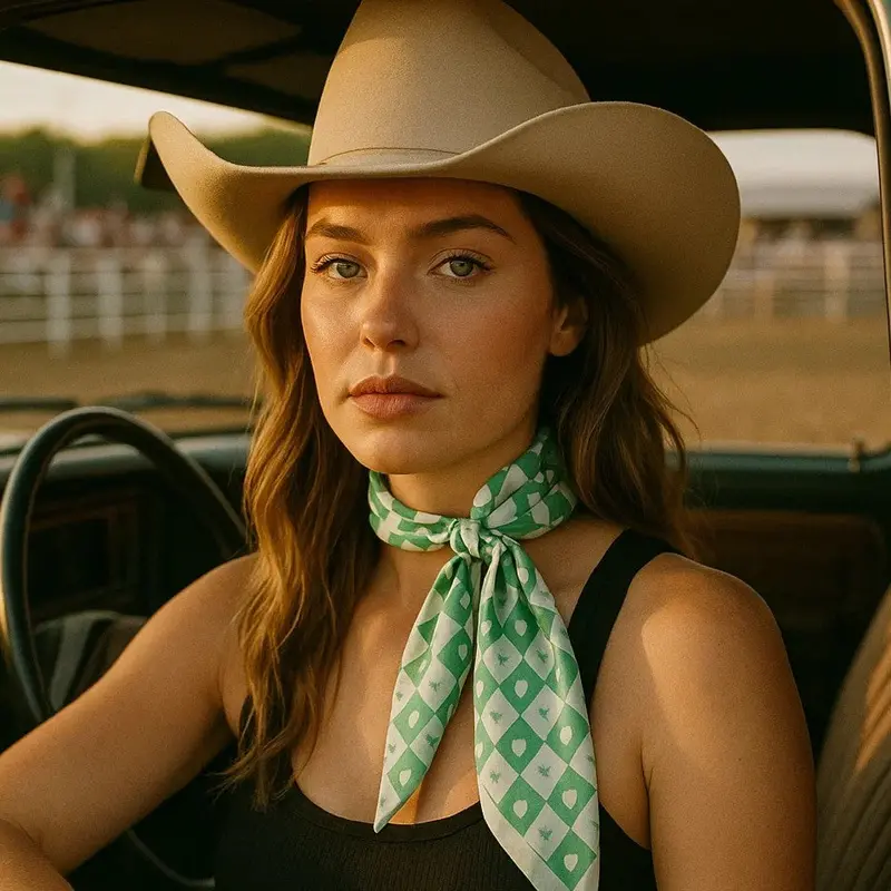 Green Western Skinny Mini Wild Rag Scarf / Cowgirl Necktie #Tw109 1