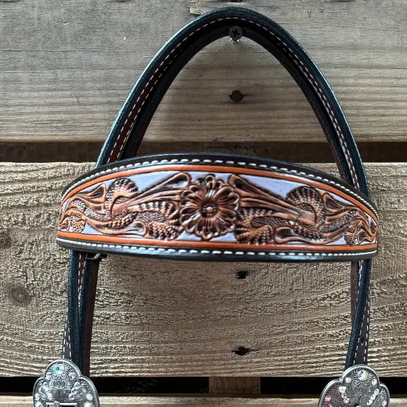 Hand Painted Floral Ab Browband / One Ear - Breastcollar Tack Set #Bbbc645 4
