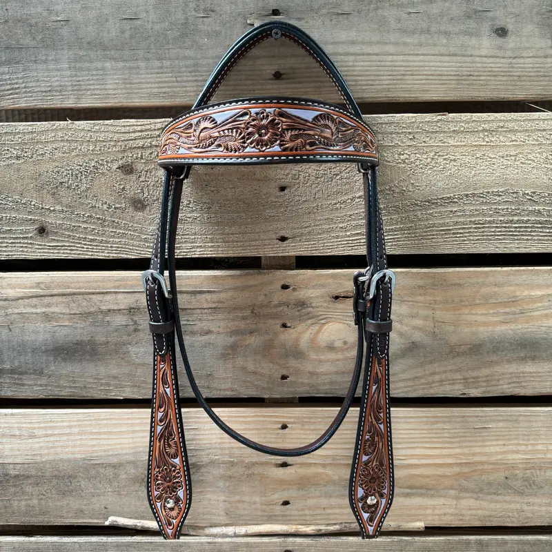 Hand Painted Floral Browband Headstall / Bridle #24380 1