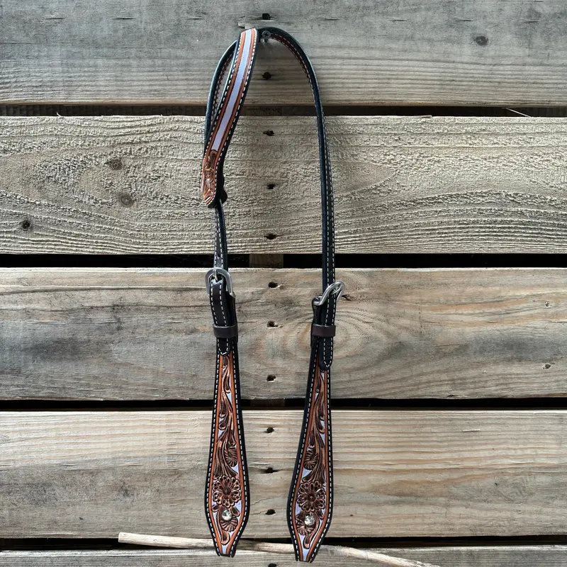 Hand Painted Floral One Ear Headstall / Bridle #24381 1
