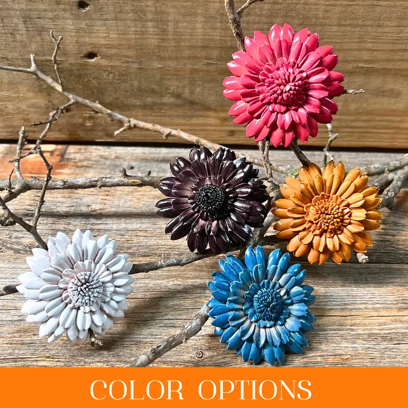 Hand Painted Leather Flowers - Daisies 1