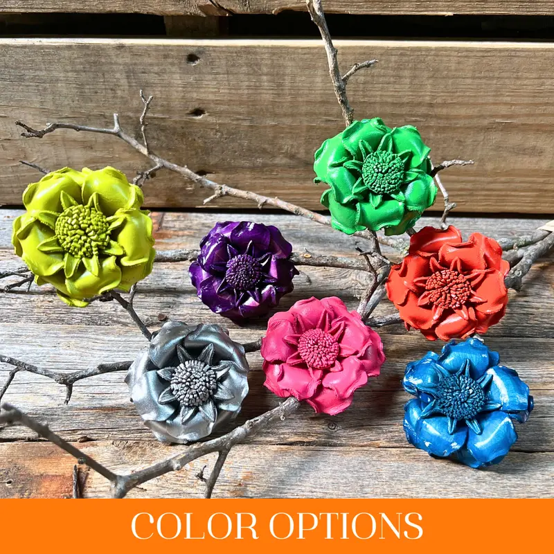 Hand Painted Leather Flowers - Gardenias 1