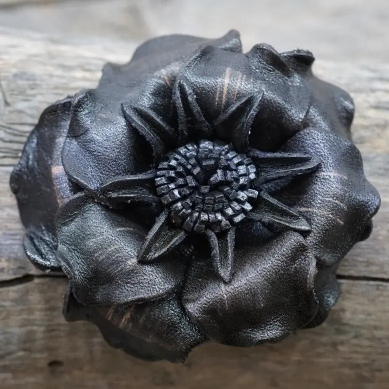 Hand Painted Leather Flowers - Gardenias 6