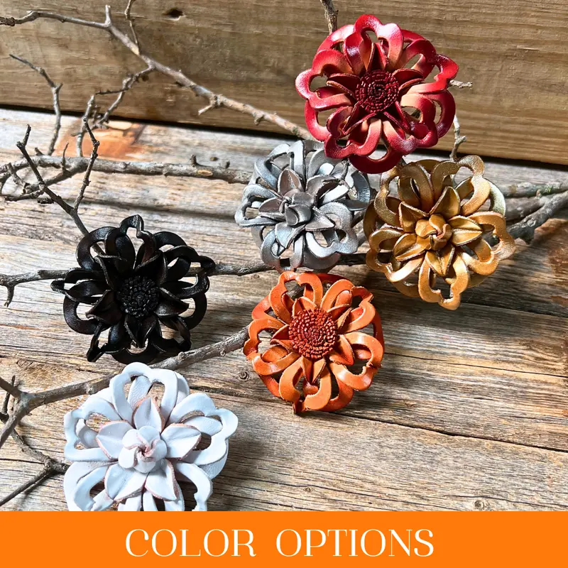 Hand Painted Leather Flowers - Lotus 1