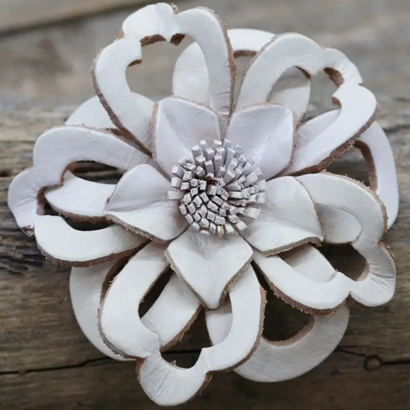 Hand Painted Leather Flowers - Lotus 2