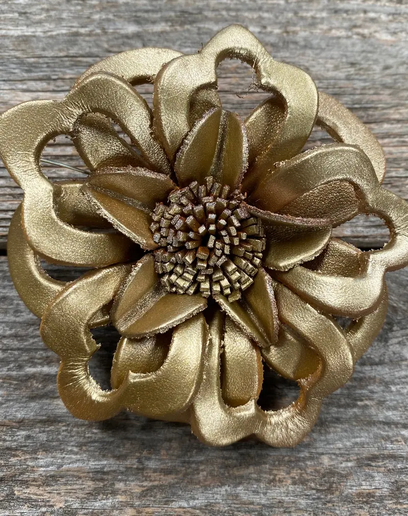 Hand Painted Leather Flowers - Lotus 3