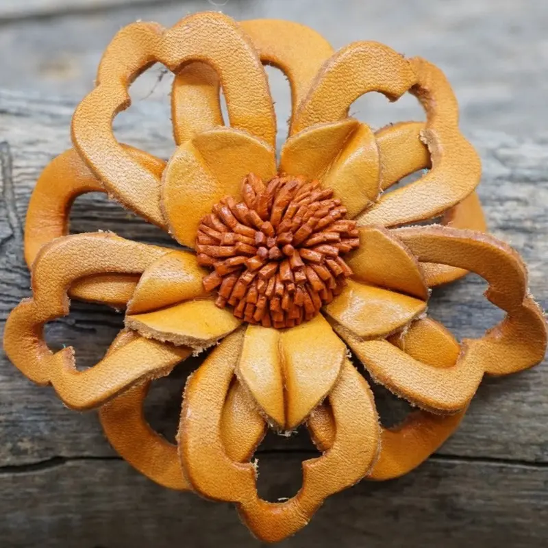 Hand Painted Leather Flowers - Lotus 6