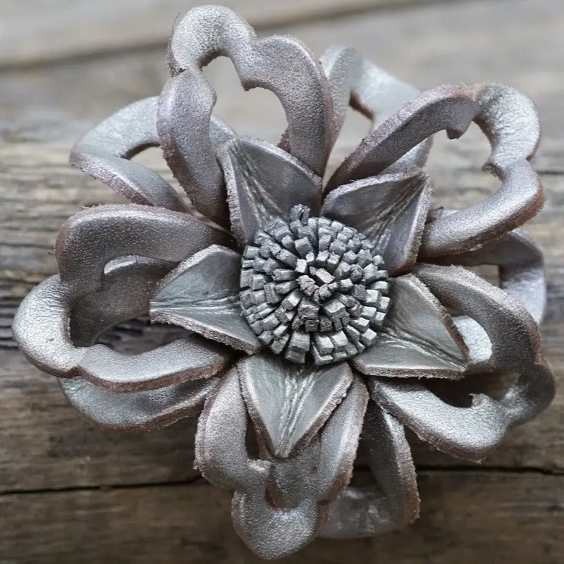 Hand Painted Leather Flowers - Lotus 6