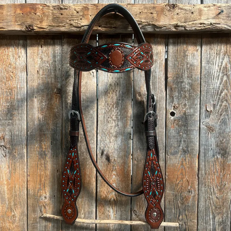 Hand Painted Two Tone Browband Headstall/Bridle #241913 1