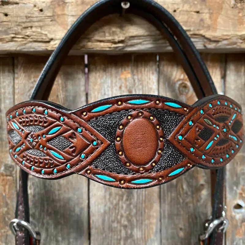 Hand Painted Two Tone Browband Headstall/Bridle #241913 2