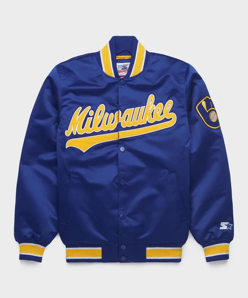 Homage X Starter Brewers Heavyweight Satin Jacket 1