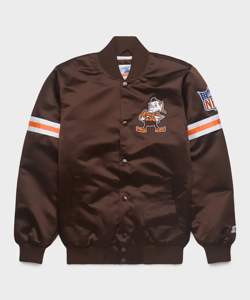 Homage X Starter Browns Heavyweight Satin Jacket 1