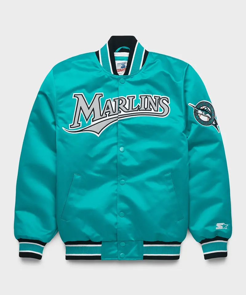 Homage X Starter Marlins Heavyweight Satin Jacket 1