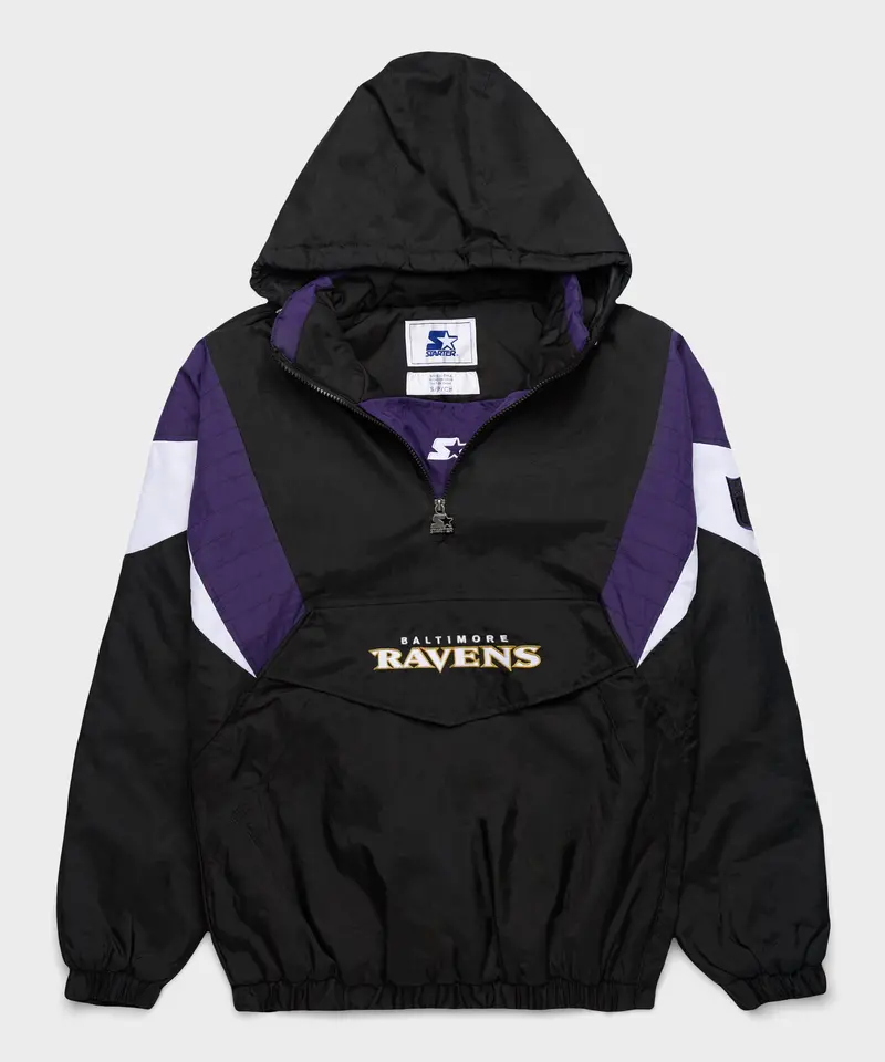 Homage X Starter Ravens Blackout Breakaway Pullover Jacket 1