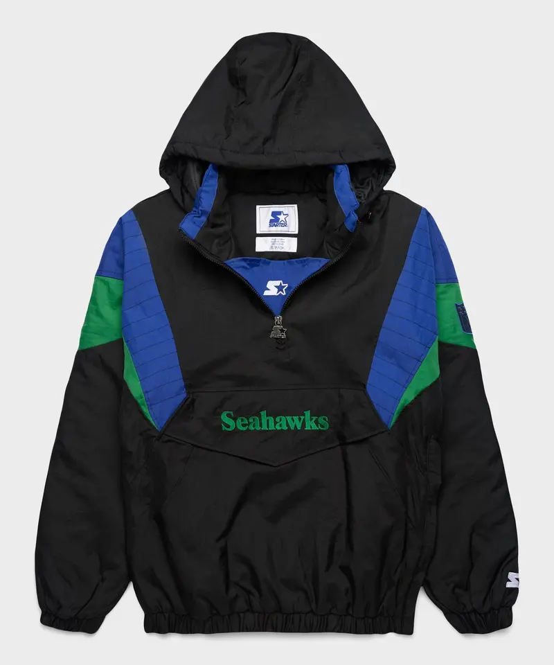 Homage X Starter Seahawks Blackout Breakaway Pullover Jacket 1