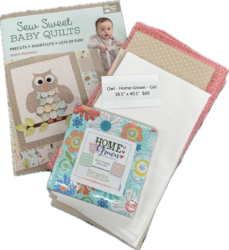 Home Grown Owl Baby Quilt (Girl)- Kit With Pattern 1