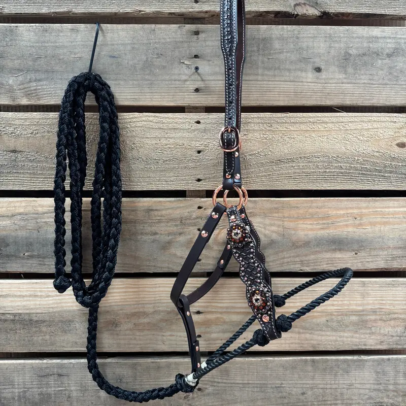 Honeycomb Tooled Lariat & Leather Combo Halter #Lh100 1