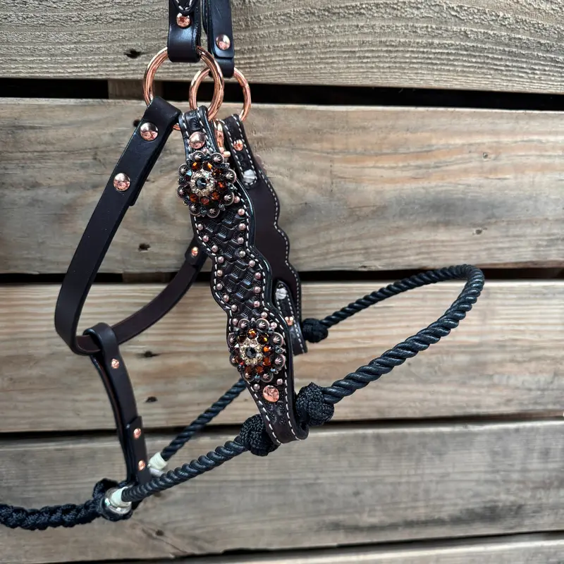 Honeycomb Tooled Lariat & Leather Combo Halter #Lh100 2