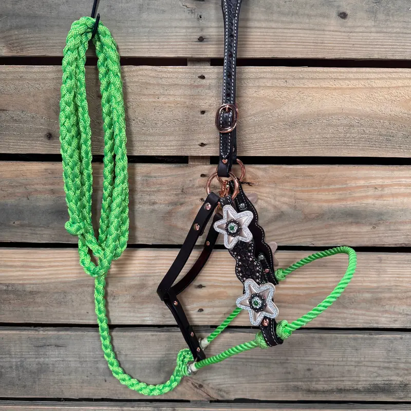Honeycomb Tooled Lariat & Leather Combo Halter #Lh111 1