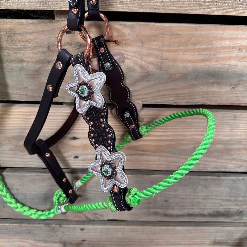 Honeycomb Tooled Lariat & Leather Combo Halter #Lh111 2