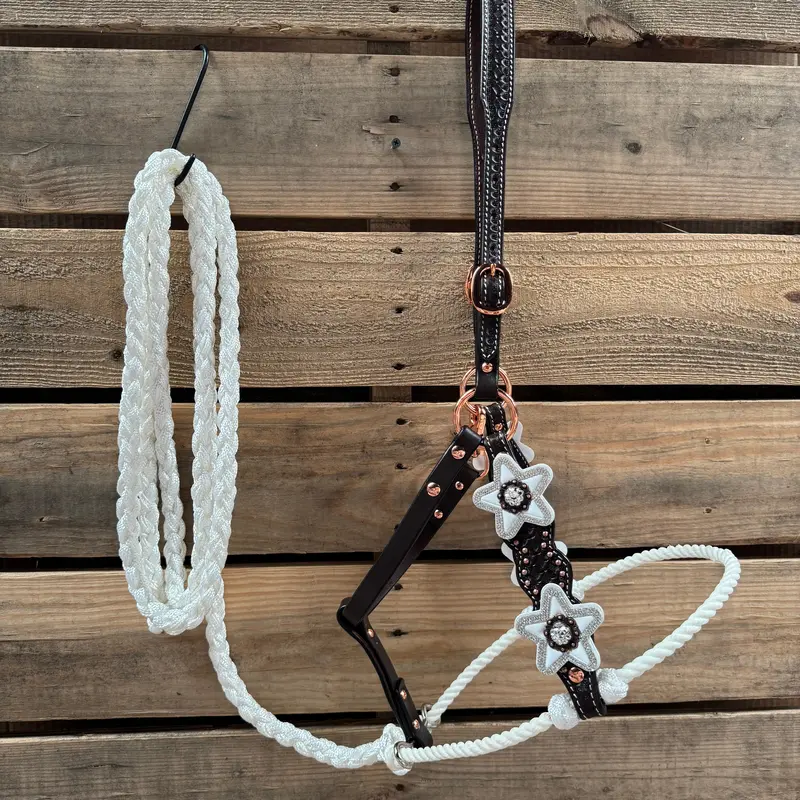 Honeycomb Tooled Lariat & Leather Combo Halter #Lh120 1
