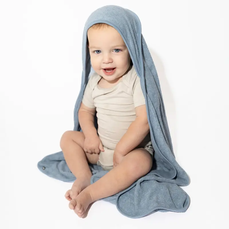 Hooded Bath Towel In Slate 1