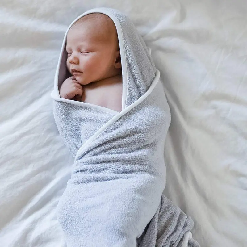 Hooded Bath Towel In Storm With Cloud Trim 1