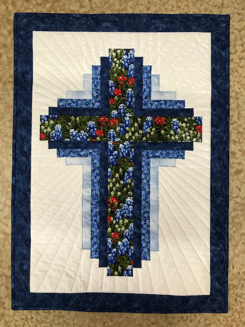 Hope Of Texas Cross - Twin Size (White Backgound)  Kit  With Pattern 46 X 68 In. 1