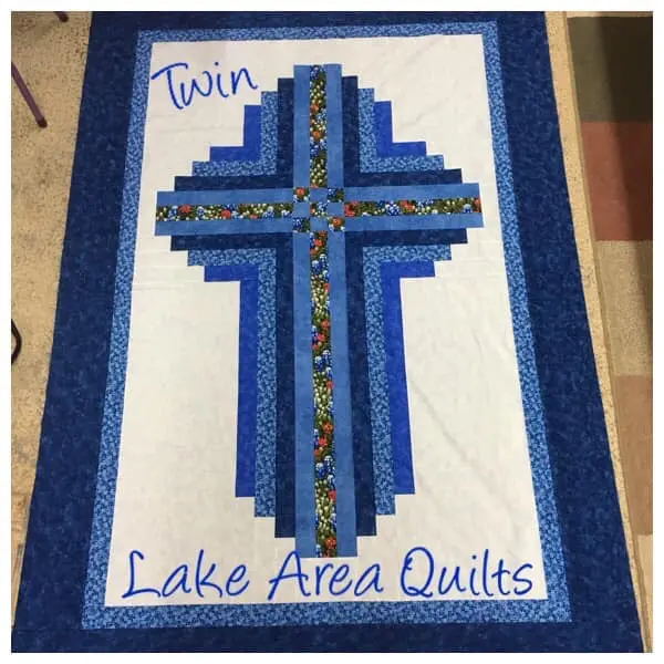 Hope Of Texas Cross - (W/Pale Blue Background) Twin Size Kit  With Pattern 58 X 85. 1