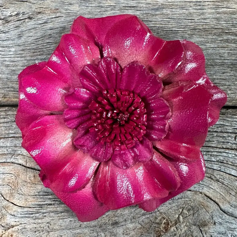 Hot Pink Carnation Leather Flower 1