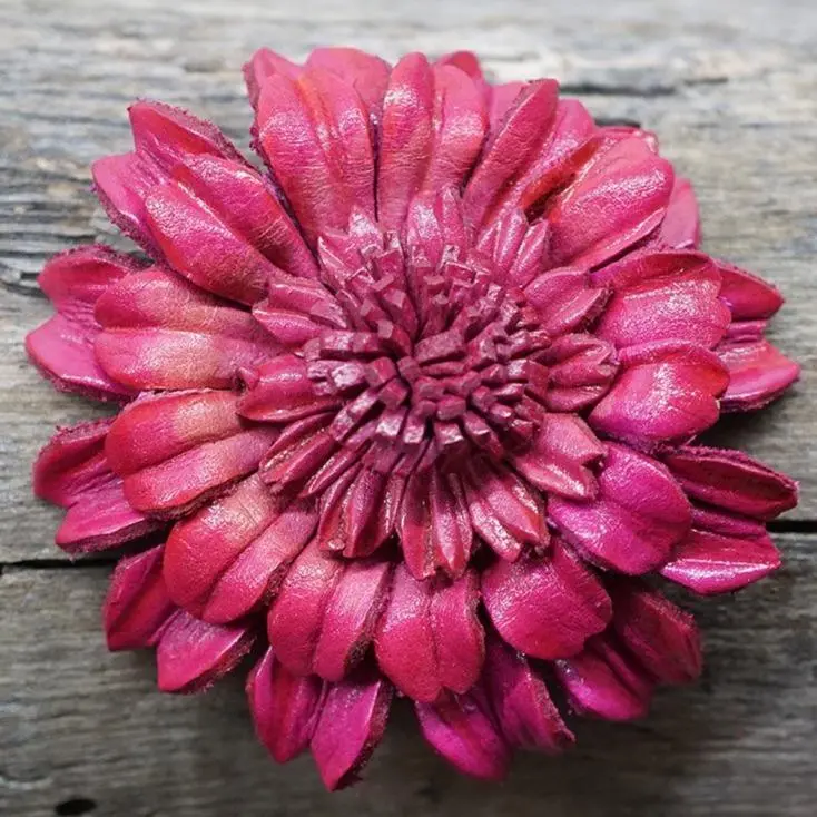 Hot Pink Daisy Leather Flower 1