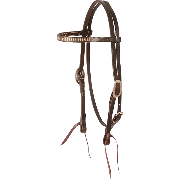 Hs Bb Rawhide Laced Chocolate And Harness Headstall 1