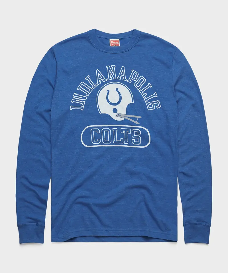 Indianapolis Colts Throwback Helmet Long Sleeve Tee 1