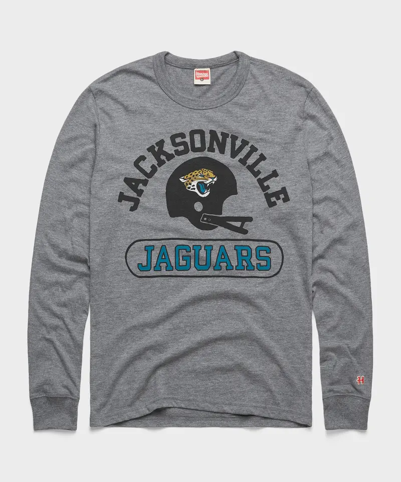 Jacksonville Jaguars Throwback Helmet Long Sleeve Tee 1