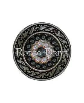 Jet & Ab Antique Silver 1.5" Disc European Crystal Concho 1