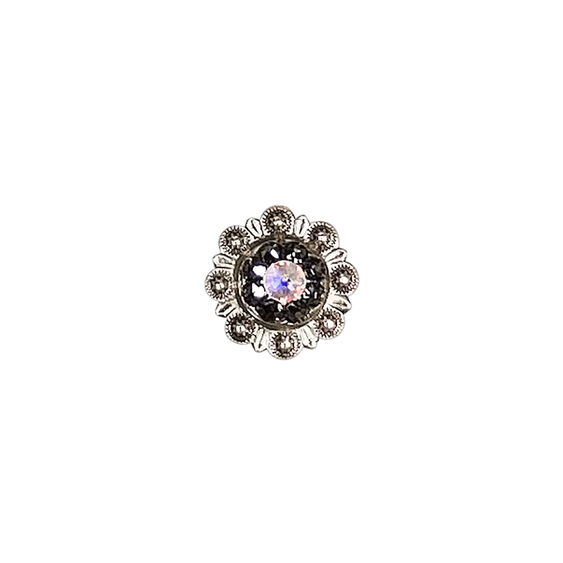 Jet & Ab Antique Silver 1" European Crystal Concho 1