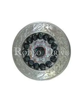 Jet & Ab Bright Silver 1.5" Disc European Crystal Concho 1