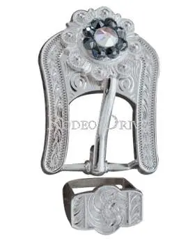 Jet & Ab Bright Silver European Crystal Buckle Keeper Set 1