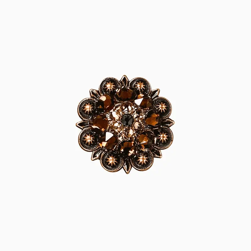 Jet Champagne & Topaz Copper 1.25" European Crystal Concho 1