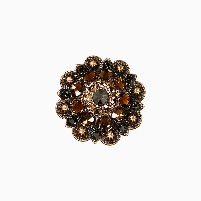 Jet Champagne & Topaz Copper 1.5" European Crystal Concho 1
